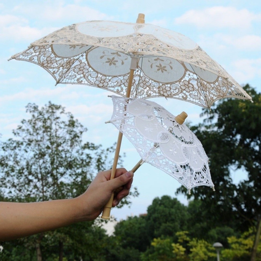 Parasol Umbrella Large - Винтажный большой кружевной зонт-парасоль с вышивкой,