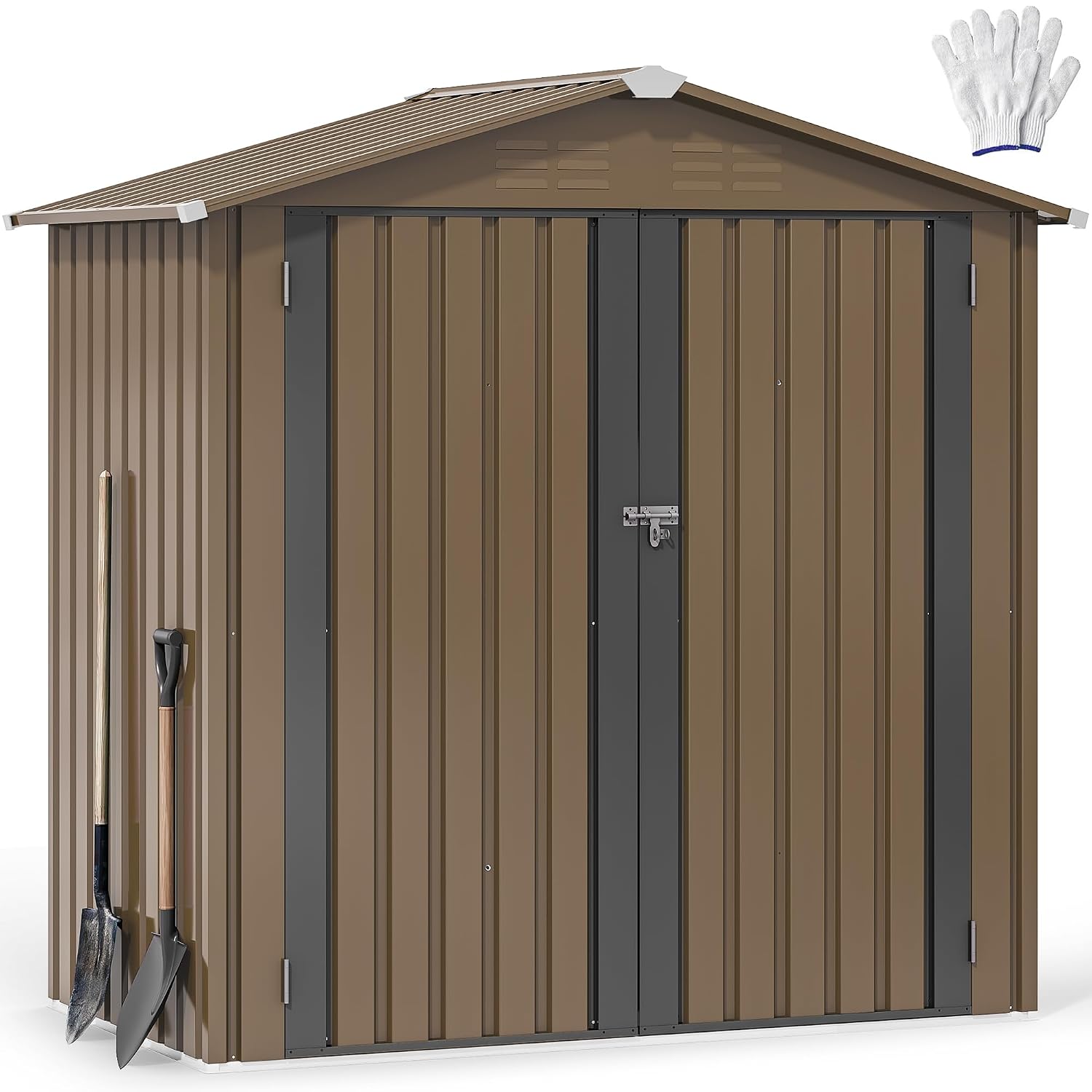 Outdoor Furniture Waterproof - Металлический уличный сарай 6x4 фута, водонепроницаемый,