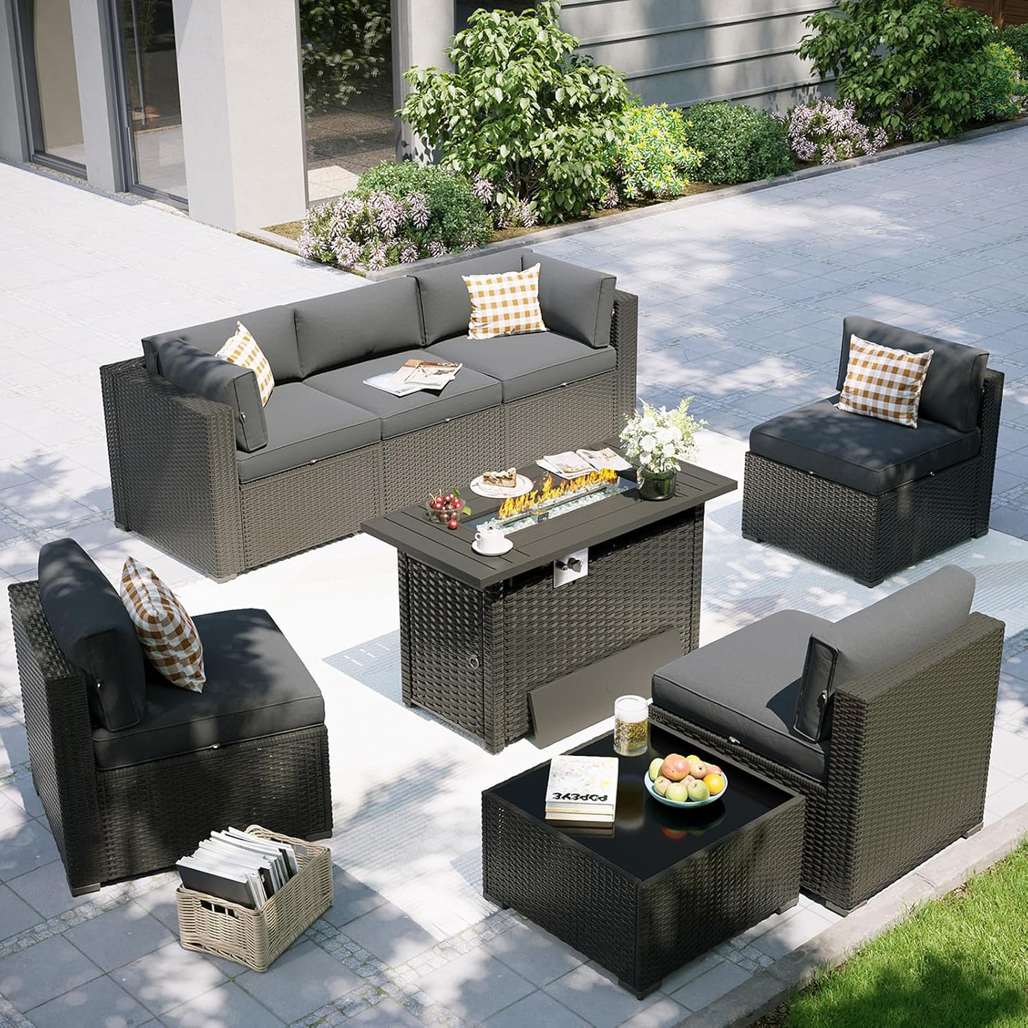 Outdoor Furniture Fire Pit - Комплект садовой мебели с патио-столом для