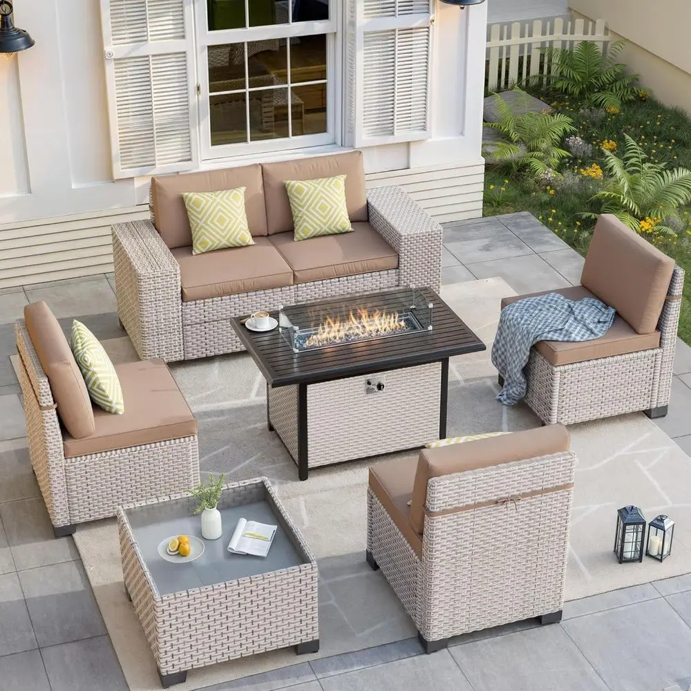 7-местный комплект садовой меб – обзор и цена Outdoor Furniture Fire Pit