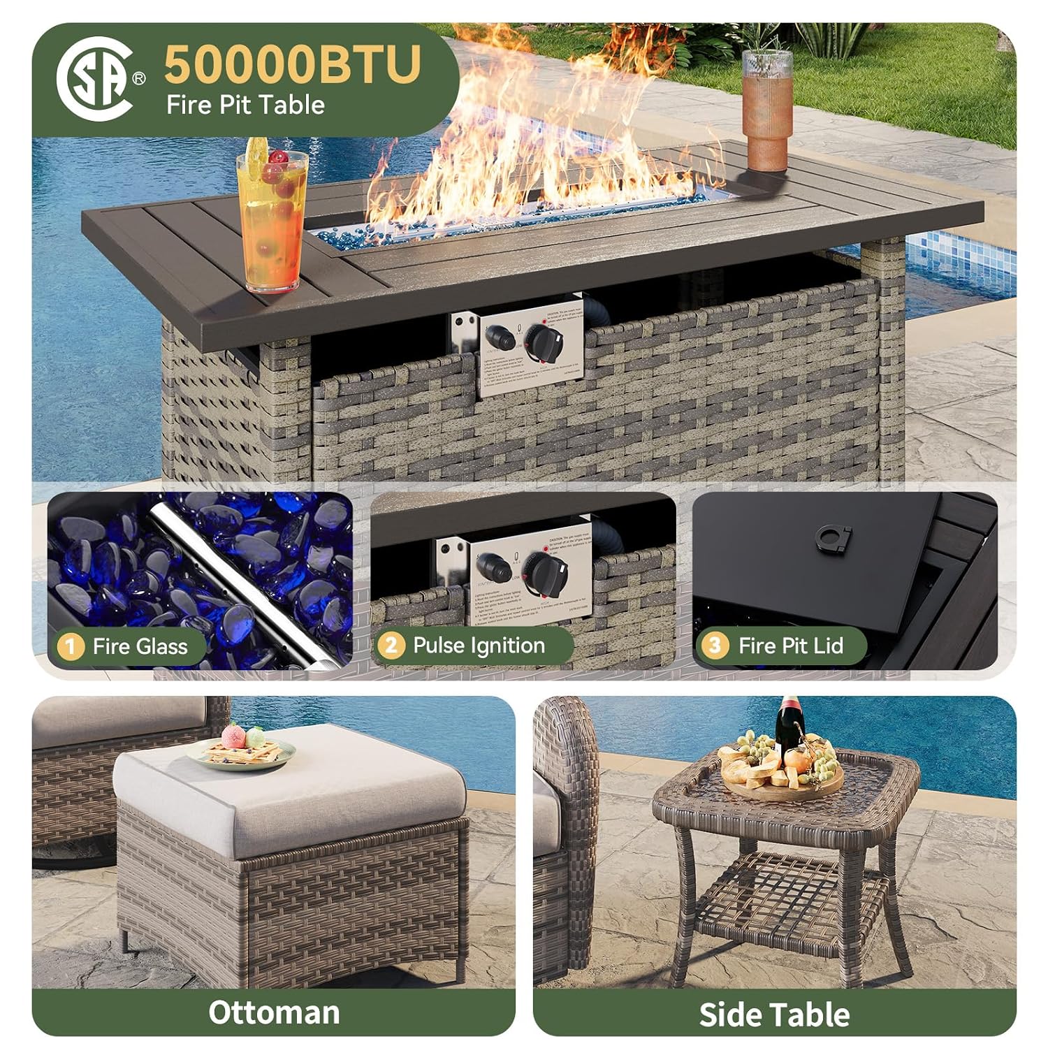 7-местный комплект мебели для  – обзор и цена Outdoor Furniture Fire Pit