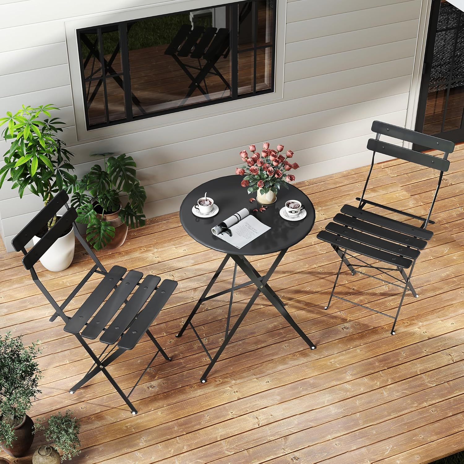 Компактный черный складной ком – обзор и цена Outdoor Furniture Table And Chairs