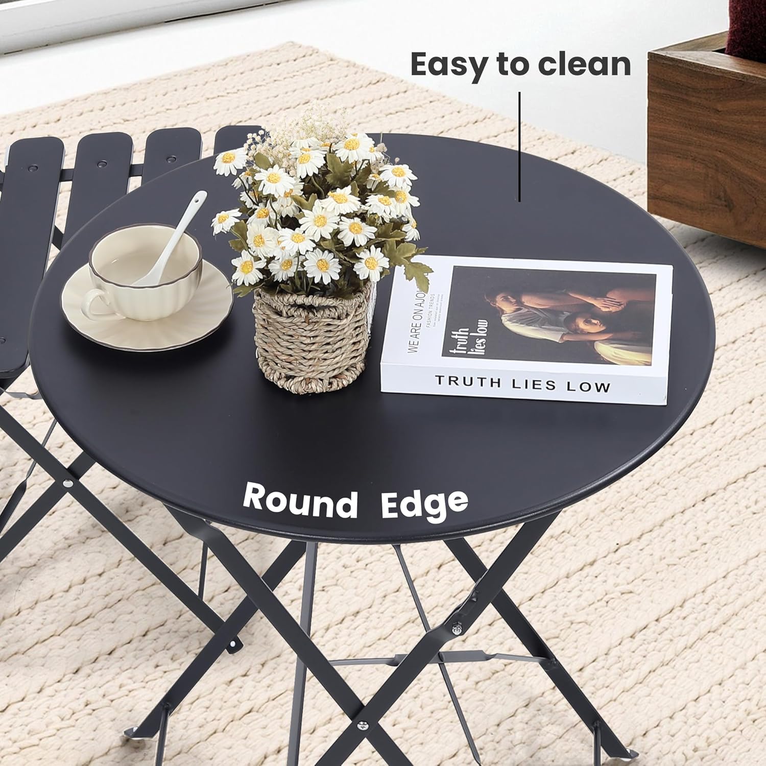Компактный черный складной ком – обзор и цена Outdoor Furniture Table And Chairs
